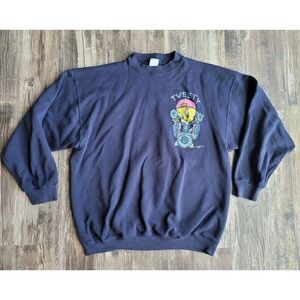 Vintage 1995 Looney Tunes Tweety Bird Sweatshirt Graphics on front and back- XL